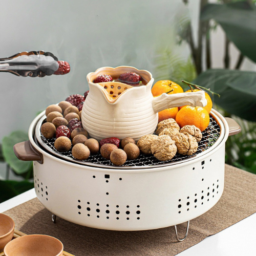 **ไม่มีขาตั้ง*** เตาปิ้งย่างแบบถ่าน ครบเซ็ท4ชิ้น กระทะปิ้งย่าง ตะแกรงย่าง เตาปิ้งย่างเกาหลี บาร์บีคิวเชิงพาณิชย์ย่างถ่าน