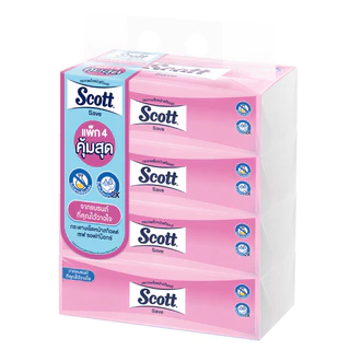 กระดาษเช็ดหน้า สก๊อตต์® เซฟ ซอฟท์ บ๊อกซ์ 160 แผ่น 4 ห่อ x3 แพ็ค Scott® Save Soft Box 160 sheets x3 packs
