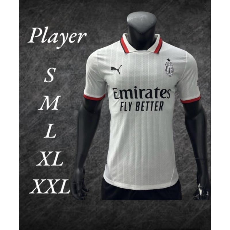 เสื้อฟุตบอลทีม เอซี มิลาน เกรดเพลเยอร์ ชุดเยือนสีขาว 2024-2025 New(player)