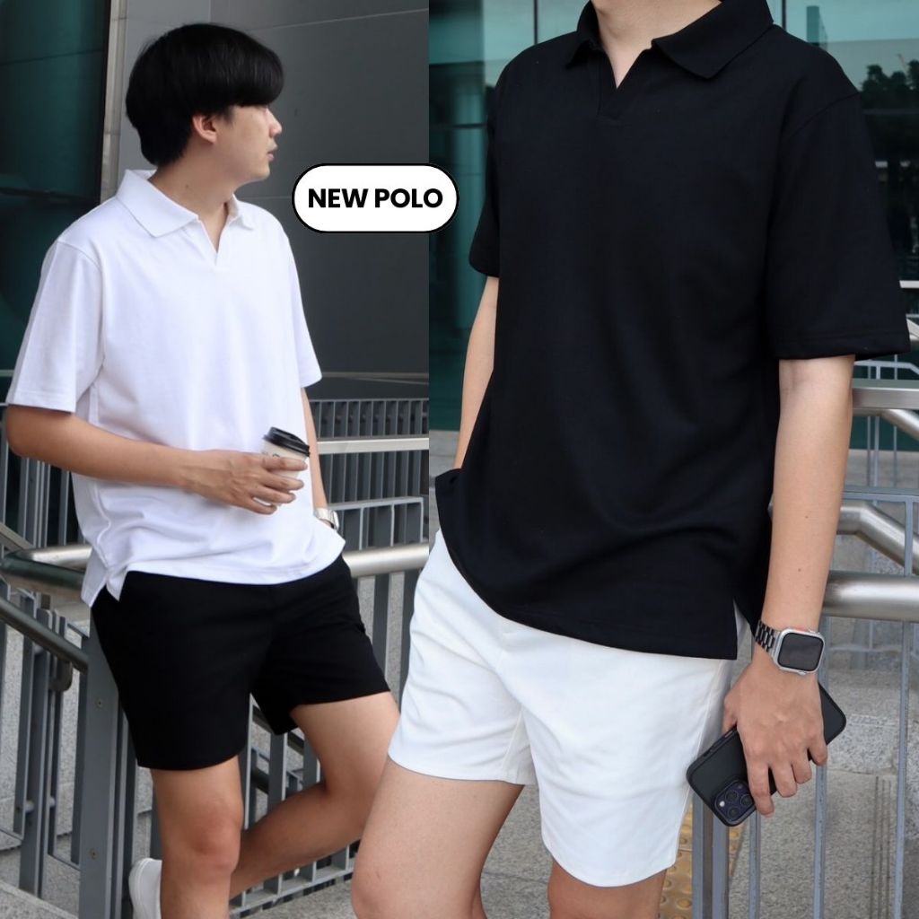 HIMSELF POLO Shirt เสื้อโปโล ทรงโอเวอร์ไซส์ ผ้าหนาอยู่ทรงสวย