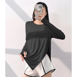 ใหม่✨YOGA-151 เสื้อคลุมบรา เสื้อออกกำลังกายแขนยาว ทรงหลวม ผูกข้างได้