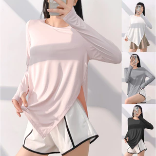 ใหม่✨YOGA-151 เสื้อคลุมบรา เสื้อออกกำลังกายแขนยาว ทรงหลวม ผูกข้างได้