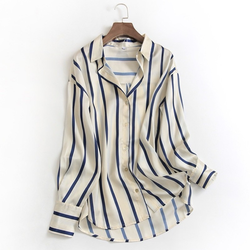 PICHA_BRAND : Shirt เสื้อเชิ้ตแขนยาวคอปก ลายทาง งานกระดุมหน้า – โปรปัง