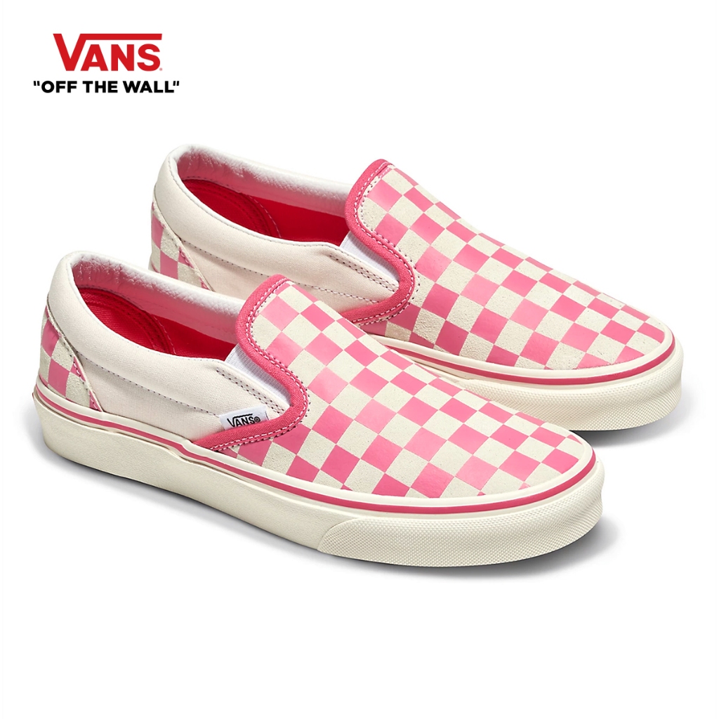VANS CLASSIC SLIP-ON - CHECKERBOARD PINK/TRUE WHITE รองเท้าผ้าใบ หญิง ชาย