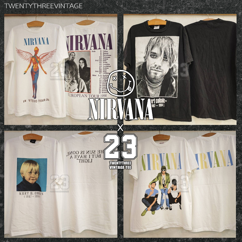 [ 23 ] X [ NIRVANA ] เสื้อวินเทจ ป้ายUSA เสื้อทัวร์ วงร๊อค European Tour1994 / Kurt / Kurtเด็ก / 3men