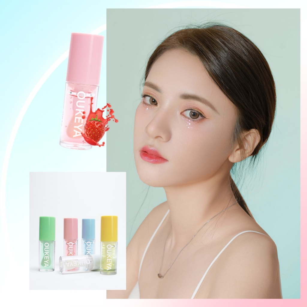 OUKEYA ลิปออยล์เจลลี่ ให้ความชุ่มชื้น และกระจ่างใส ลิปหัวแปรงใหญ่ น่ารัก