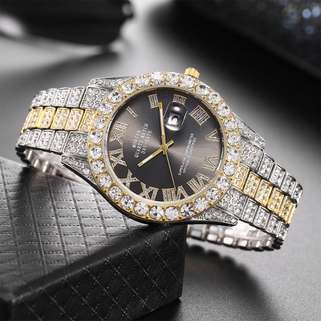 นาฬิกาผู้ชาย กันน้ำ ⌚100% แท้ ธุรกิจ รับประกัน ดูวันที่ นาฬิกา เพชร/เลขโรมัน/ของขวัญที่ดี/นาฬิกากลไกควอทซ์