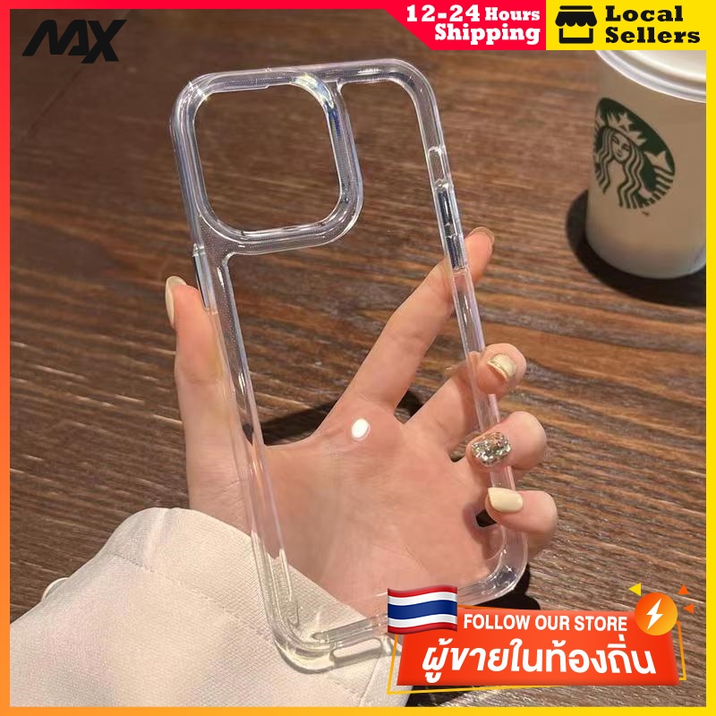 กรณีโทรศัพท์อ่อน อัพเกรดหนา ป้องกันการชนกัน เชลล์พื้นที่ iphone 11 12 13 14 15 Pro Max XS X XR 7 8 14 Plus ไม่มีรูปแบบ