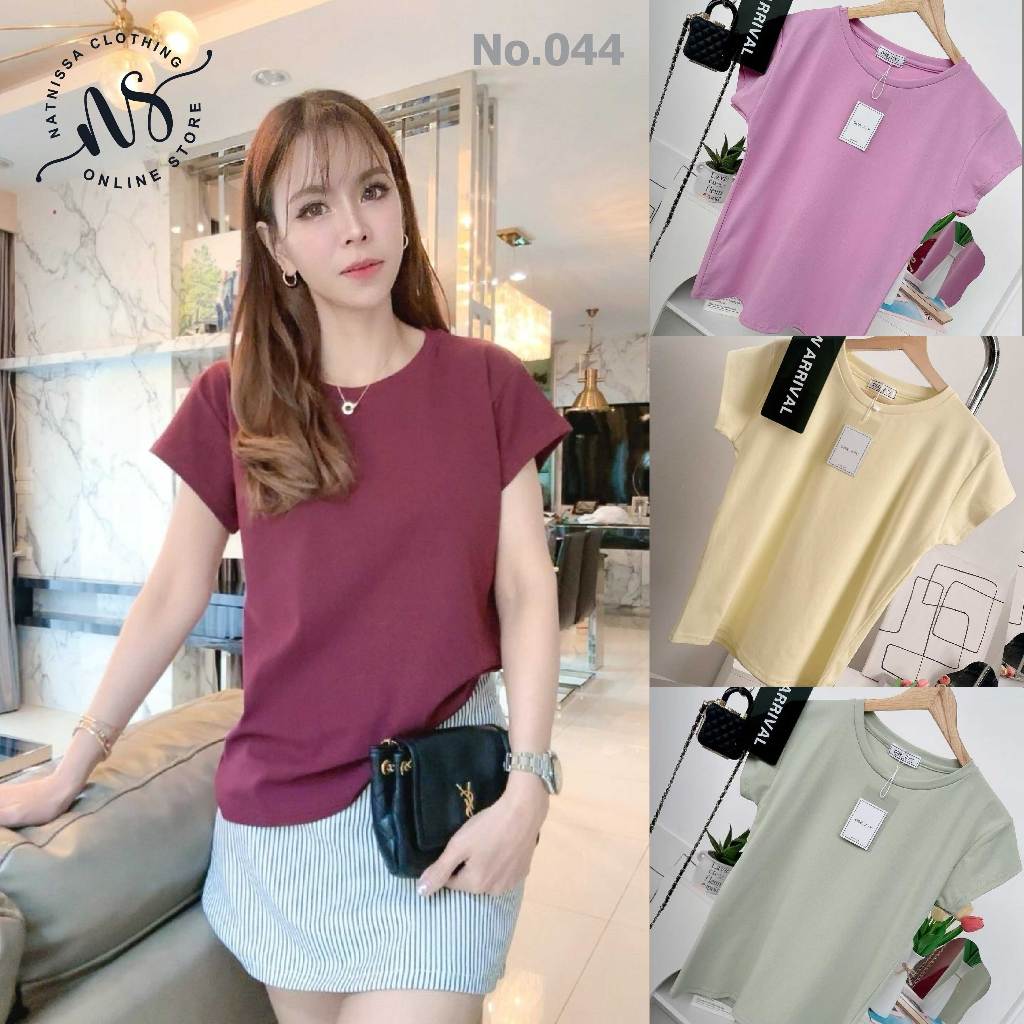 044 เสื้อยืด แขนเต่อ คอกลม ฟรีไซส์ อก 36-40 ยาว 23 ผ้ายูนิโคล่ ไม่ต้องรีด ผ้าไม่ย้วย สื้อผ้าแฟชั่นผู้หญิง