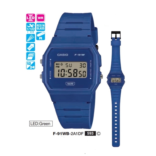 CASIO นาฬิกาข้อมือ สายเรซิ่น รุ่น F-91,F-91WB,F-91WB-1A,F-91WB-2A1,F-91WB-7A,F-91WB-8A
