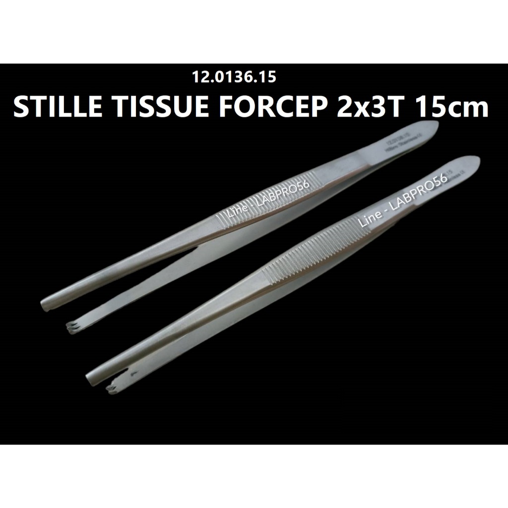HILBRO- 12.0136.15 - STILLE TISSUE FORCEP 2x3T 15cm ปากคีบมีเขี้ยว