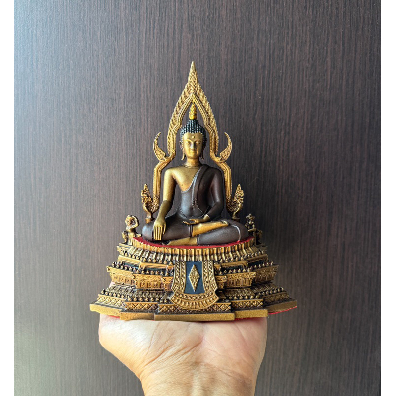 พระพุทธชินราช หน้าตัก3นิ้ว จำลองงานสีทองเหลืองเก่าโบราณ