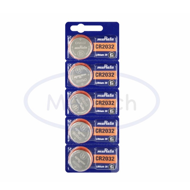 ถ่านกระดุม CR2032 muRata2032 Lithium 3v (1 แผง มีจำนวน 5 ก้อน)