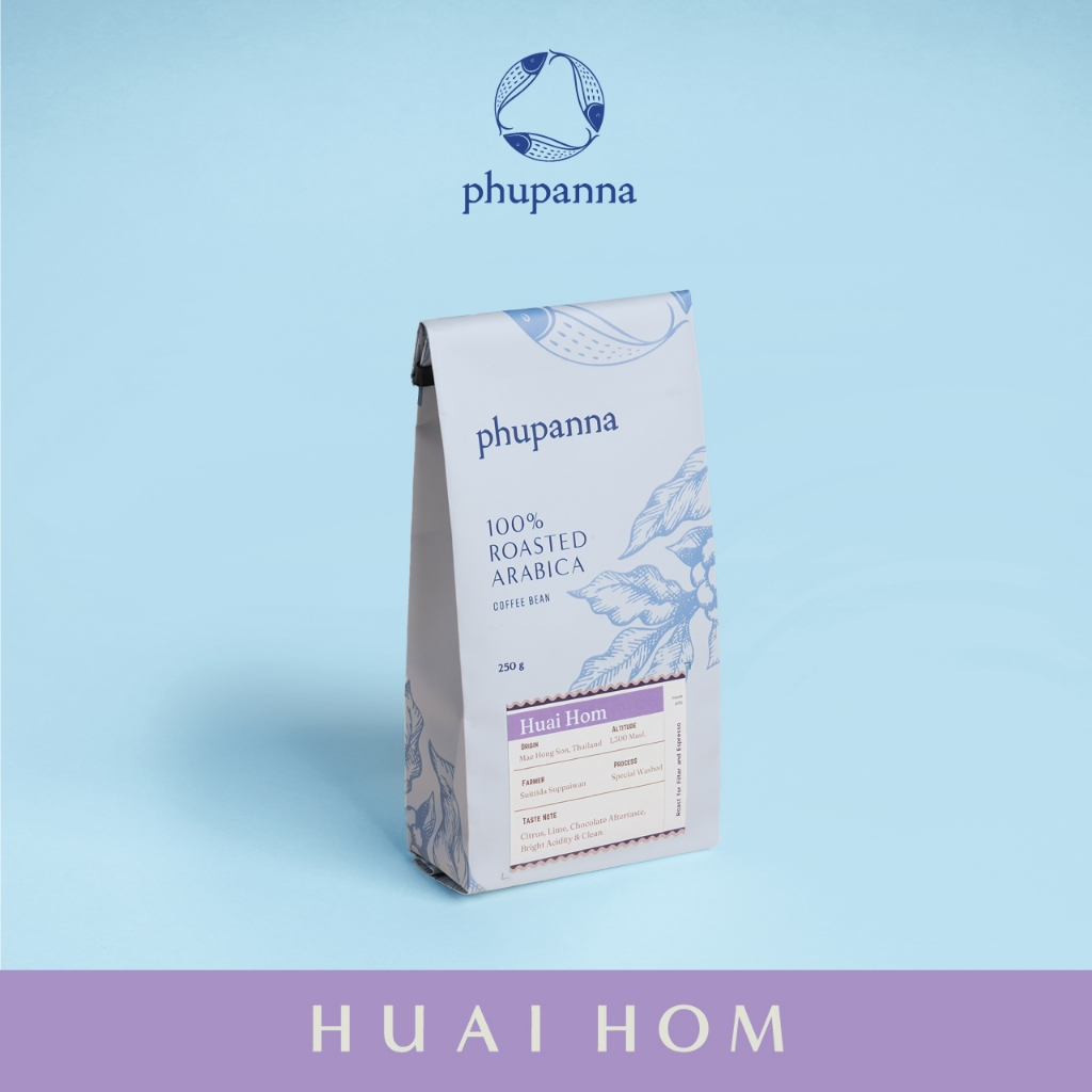 เมล็ดกาแฟคั่วอ่อน Thai Single Origin : Washed Process Huai Hom ขนาด 250 กรัม