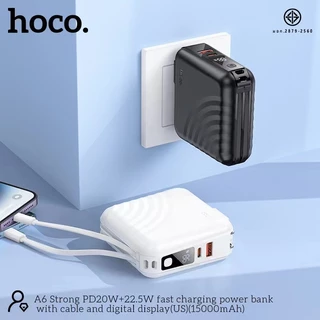 พาวเวอร์แบงก์ แบตสำรอง HOCO A6 Power Bank 15000mAh PD20W+22.5W ชาร์จเร็ว Fast Charging พร้อมสายชาร์จในตัว
