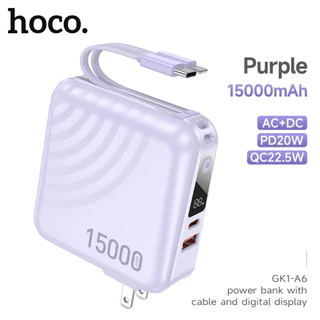พาวเวอร์แบงก์ แบตสำรอง HOCO A6 Power Bank 15000mAh PD20W+22.5W ชาร์จเร็ว Fast Charging พร้อมสายชาร์จในตัว