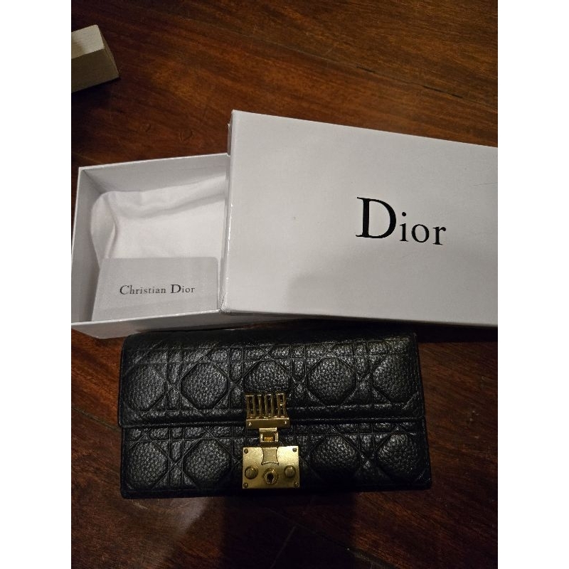 Dior กระเป๋าสตางค์หนังแท้ ใบยาว มือสอง