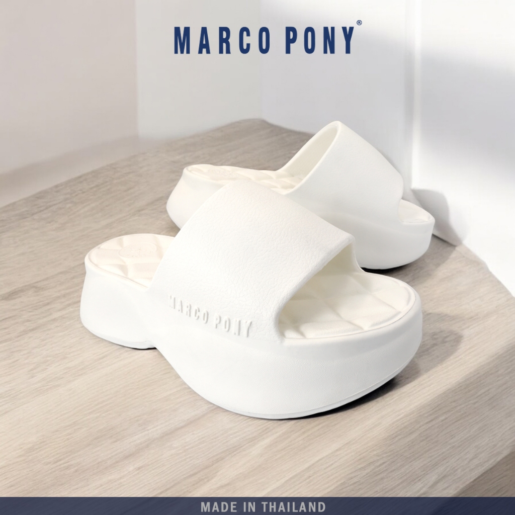 Marco Pony รองเท้าแตะ MH9022 แบบสวม รองเท้าพื้นนิ่ม เเฟชั่น สำหรับผู้หญิง เสริมส้น 6 CM. EVA หนานุ่ม