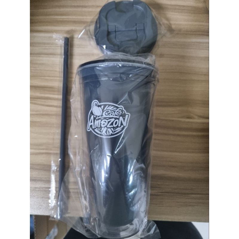 แก้วพลาสติก cafe amazon 2in1 exclusive