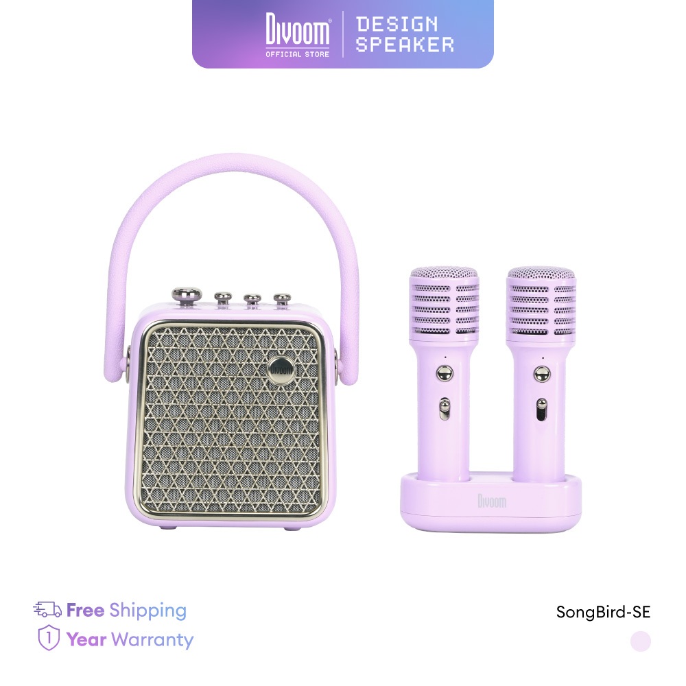 ลำโพงและไมค์พกพา Divoom SongBird-SE - Black / Purple / Yellow