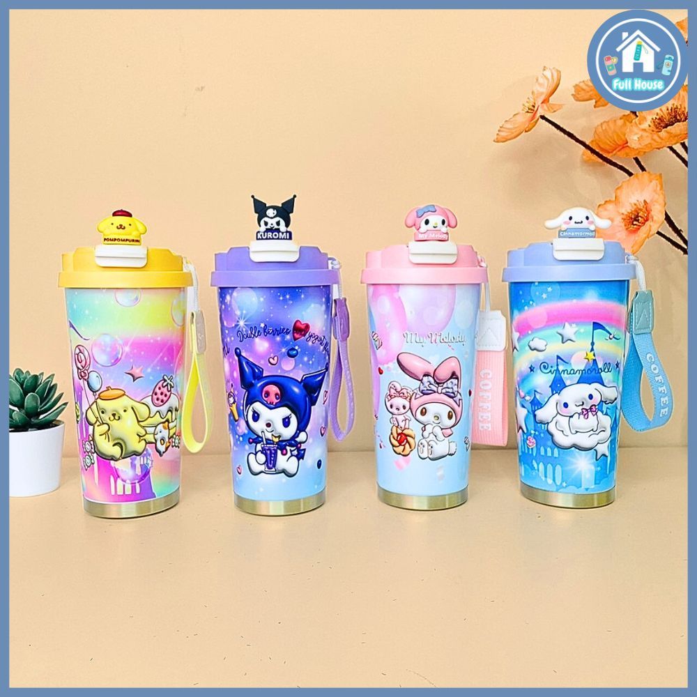 แก้วกาแฟ แก้วเก็บความเย็น/ร้อน ลายการ์ตูน น่ารัก สแตนเลส304 ความจุ 600 ml. พร้อมสายหิ้ว KT-600(V2)
