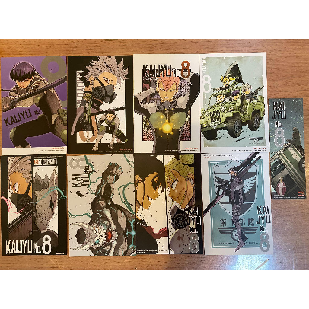 โปสการ์ด kaiju no.8(8ใบ)+ที่คั่นหนังสือ,สติ๊กเกอร์