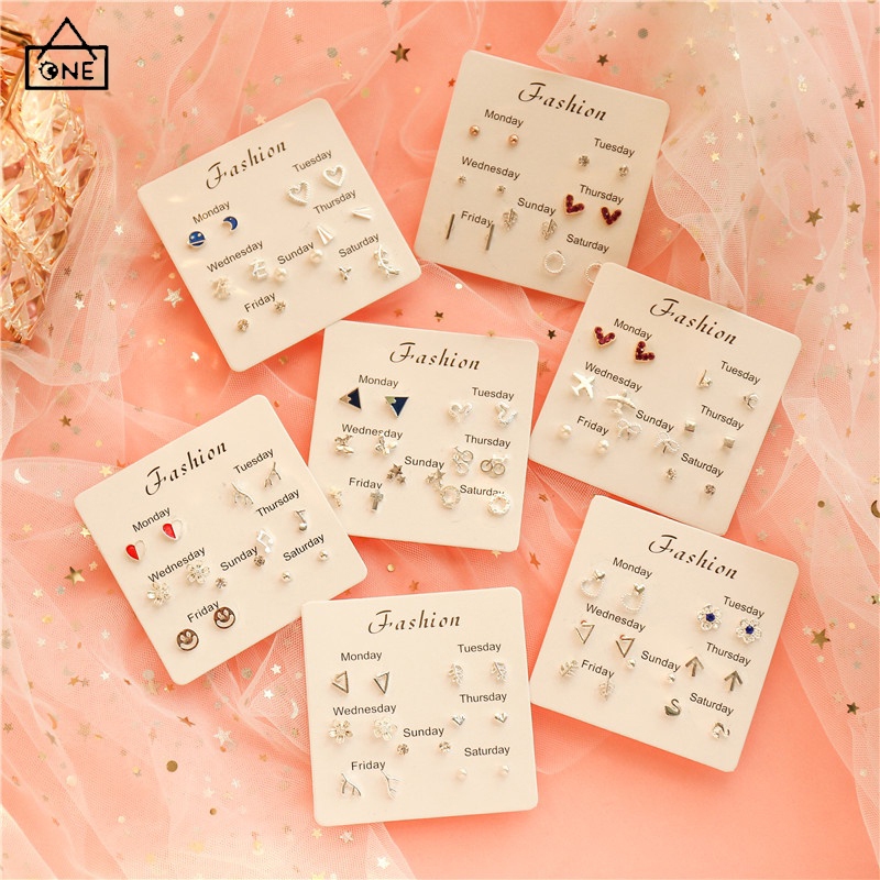 COD❤️ต่างหูชุดเงินS925ลายหัวใจมุกหรูหราสไตล์เกาหลีแฟชั่นระดับไฮเอนด์เครื่องประดับสำหรับผู้หญิงของขวัญ6คู่-a.one