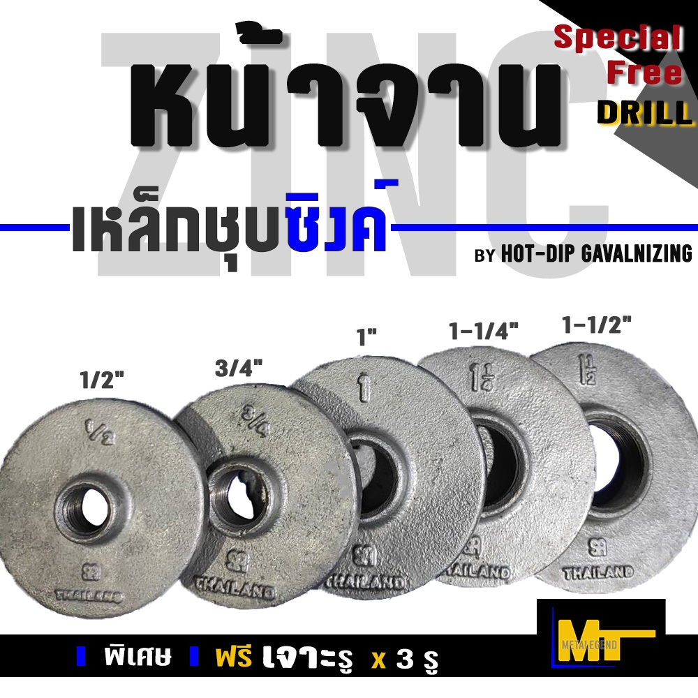 หน้าจานท่อประปา / หน้าจานชุบซิงค์ แบบเกลียวใน