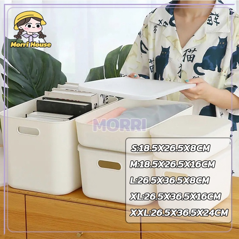 กล่องมินิมอล กล่องเก็บของพร้อมฝา พร้อมฝา สีขาว ประหยัดพื้นที่ อเนกประสงค์ มี 5 ขนาด ที่เก็บของ