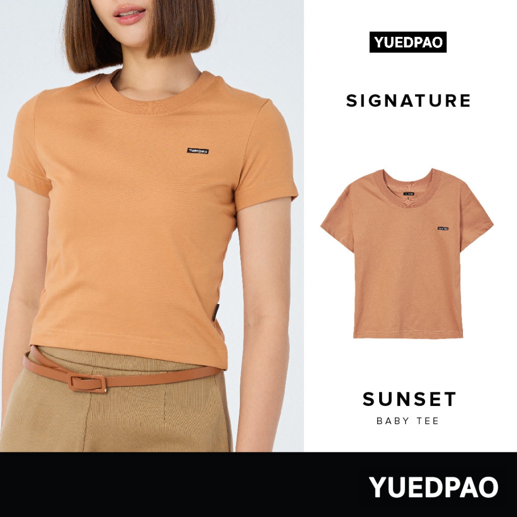 Yuedpao Signature Baby Tee Summer ผ้าหนาทรงสวย ยับยากรีดง่าย เสื้อยืดเปล่า สี Sun Set