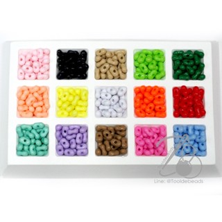 ลูกปัดพลาสติก 6มม. ลูกปัดเม็ดถั่ว สีสด ทูโทน (80 กรัม)  ลูกป…