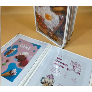 แฟ้มเมนูอาหาร ขนาด A4 ปกพลาสติกใส เมนูโปร่งใส ขอบขาว มี 6 ขนาด เมนูอาหาร Menu Book