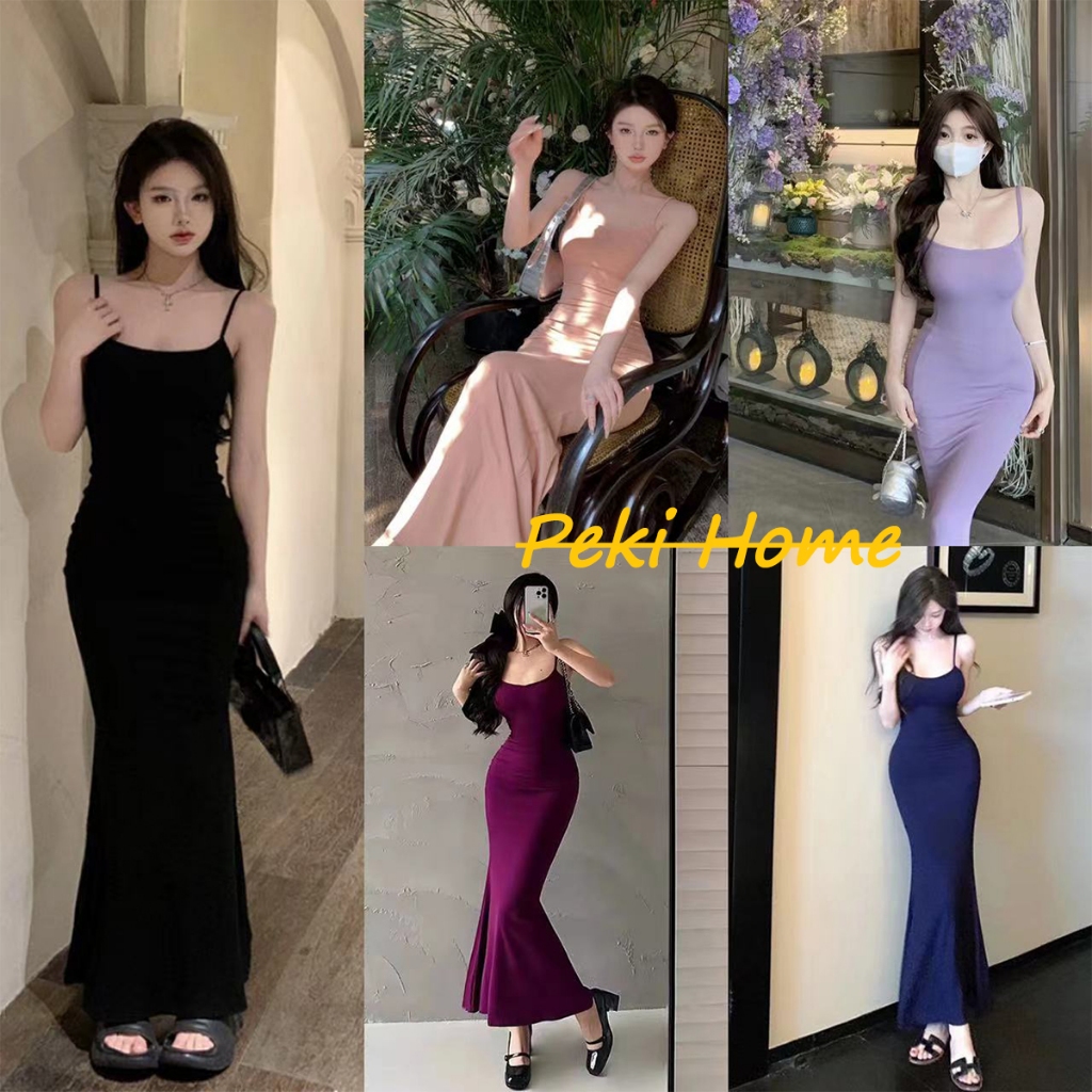เดรสสายเดี่ยว สไตล์เซ็กซี่ รัดรูป ผ้าพับเก็บ เอวคอด ดูเพรียว