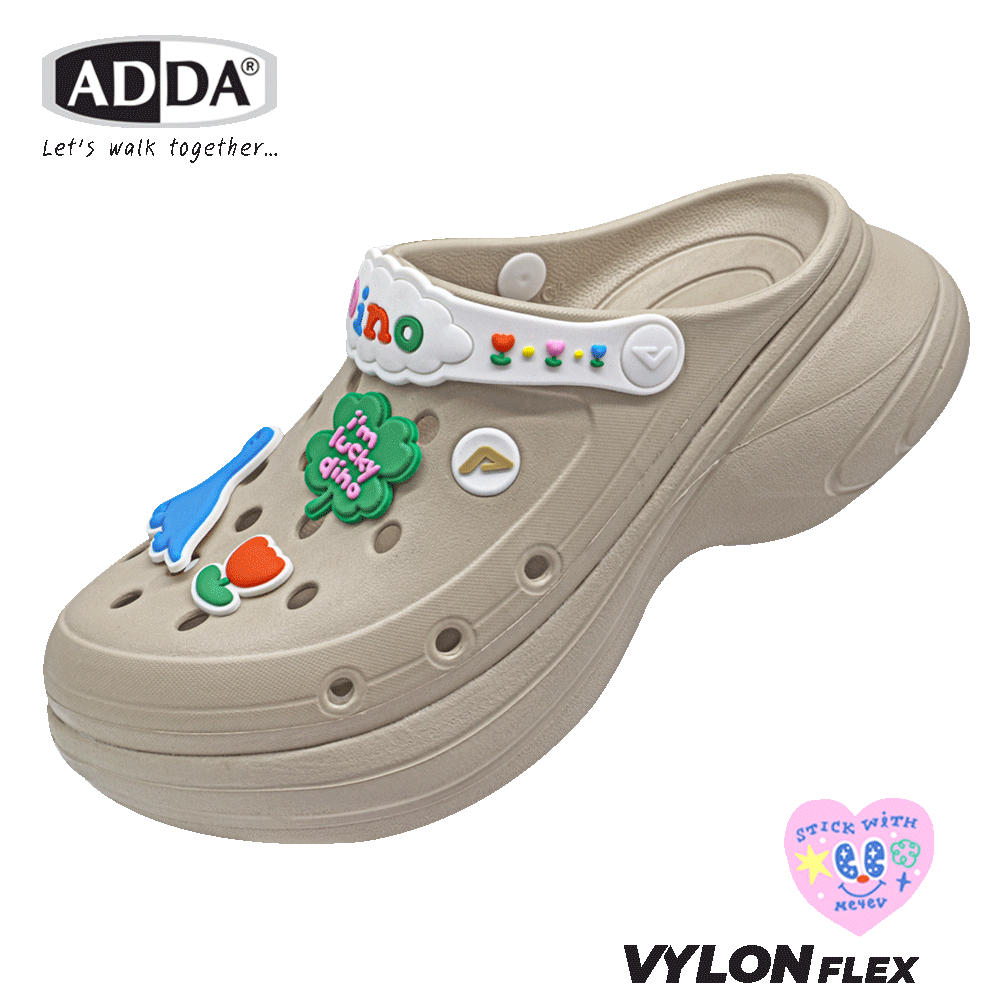 ADDA Vylon Flex รองเท้าแตะ รองเท้าลำลอง สำหรับผู้หญิง ลาย Stickwithme4ev รุ่น 58106W1 (ไซส์ 4-6)