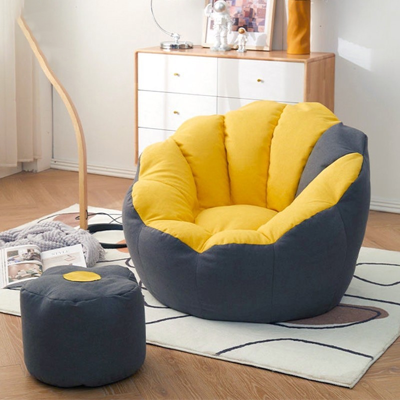 บีนแบคโซฟา 1 ที่นั่ง ไซส์ S ขนาด 65x70x51 ซม. แถมที่วางขา รุ่นก้นหอย Bean Bag Chair