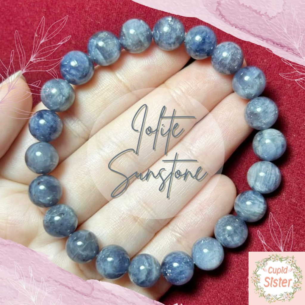 CupidSister สร้อยข้อมือหิน ไอโอไลต์ซันสโตน Iolite Sunstone หินแห่งความสุข หินทวงหนี้  ข้อมือหินมงคล 