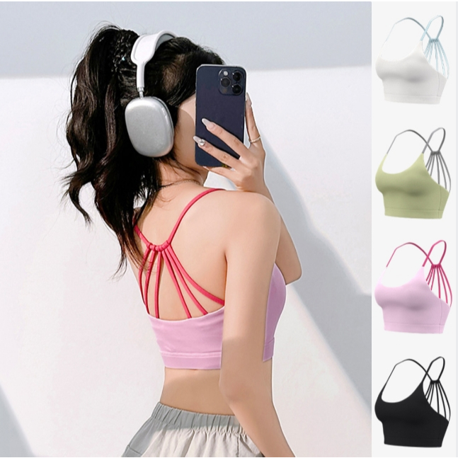 ✨รุ่นใหม่✨SportBra YOGA-656 เสื้อบราโยคะ สปอร์ตบราออกกำลังกาย สายเดี่ยวไขว้หลัง ทรงใหม่สวยใส่สบาย