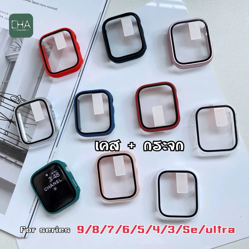 เคส watch + ฟิลม์กระจกในตัว case สําหรับ watch11 10 9 8 Se 7 6 5 4 Se เคสกระจก ขนาด41/40/44/45/46มมเคสสําหรับแอปเปิ้ลวอช