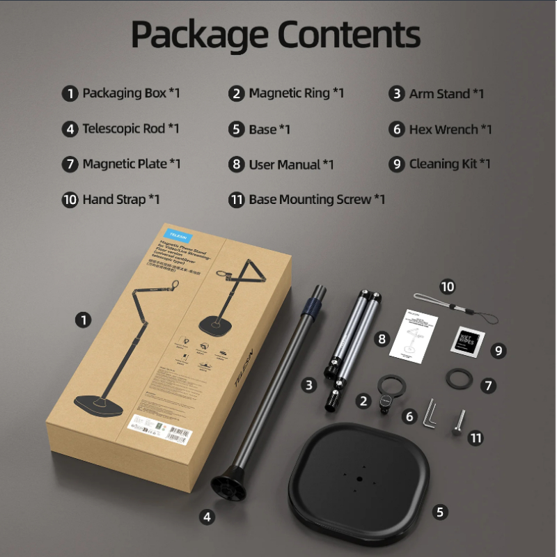 Telesin ขาตั้งพื้นแม่เหล็ก Mobile Video Live Streaming Floor Stand with Magsafe