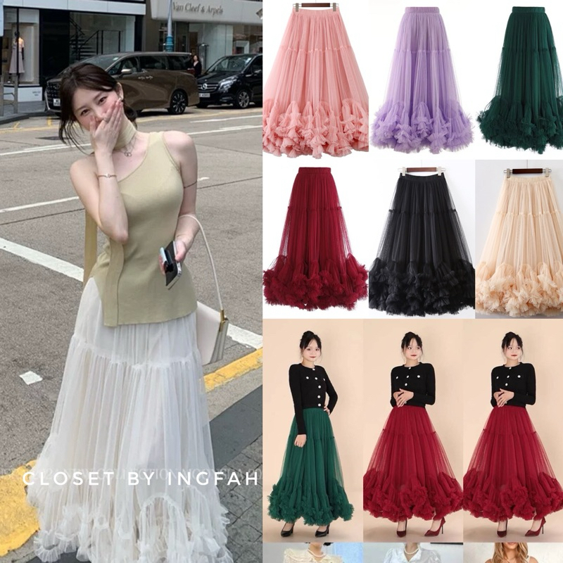 กระโปรงเจ้าหญิงผ้ามุ้ง แต่ฟู ใส่ออกงาน ใส่เที่ยว