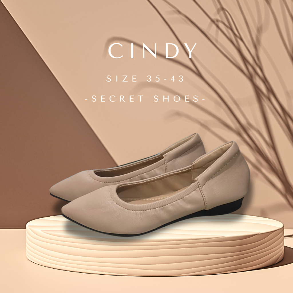 Cindy รองเท้าคัชชู หัวแหลม ส้น 1 ซ.ม.เท้าดูเรียวไม่บีบรัดนุ่มสบาย (+1ไซส์นะคะ/เท้าอวบ+2ไซส์) ใส่สวยมาก