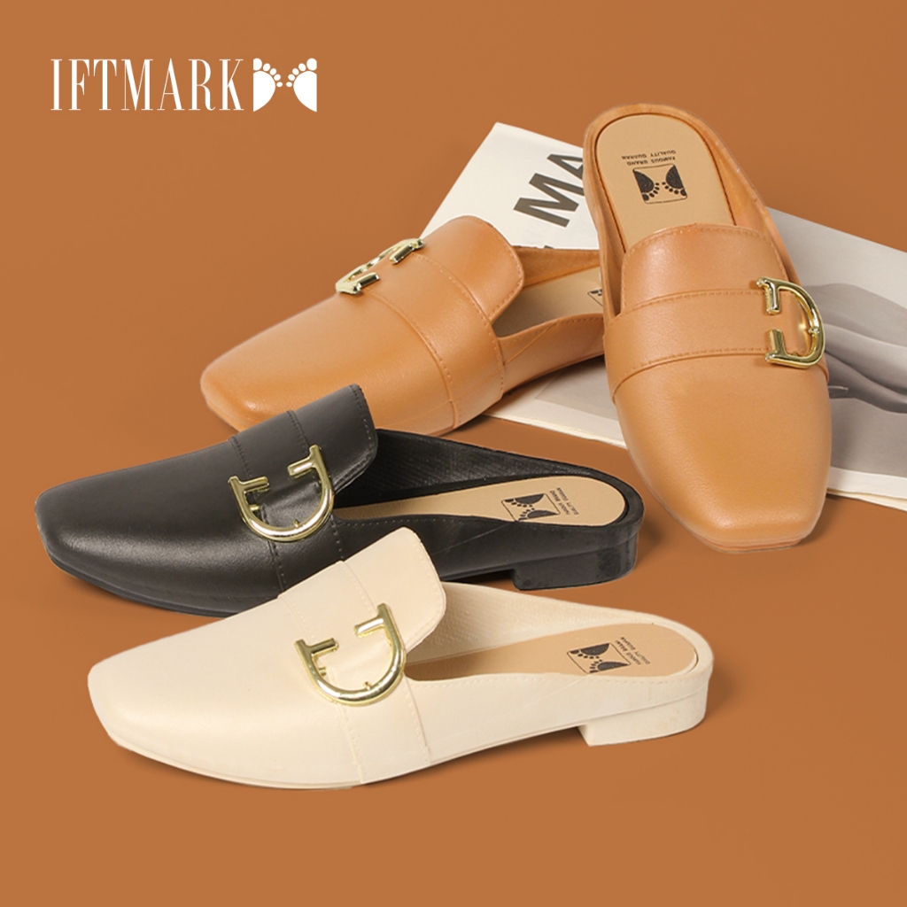IFTMARK รองเท้าแตะแฟชั่น รองเท้าเเตะเเบบสวม รองเท้าคัชชู เปิดส้นตัว พื้นนิ่ม กันน้ำ ใส่เที่ยวใส่ทำงาน[ส่งเร็วพิเศษ]