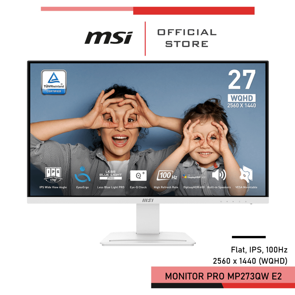 MSI PRO MP273QW E2 Monitor สีขาว จอคอมพิวเตอร์ (2560 x 1440 (WQHD)