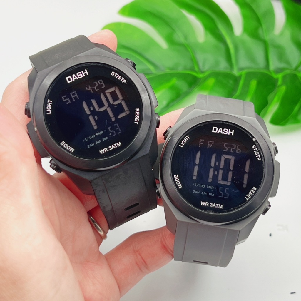 DASH นาฬิกาข้อมือดิจิตอล UNISEX แนวสปอตซ์ แบรนด์แท้ กันน้ำ100% สาย ซิลิโคน ขนาด 45 มม ฟังชั่นครบ