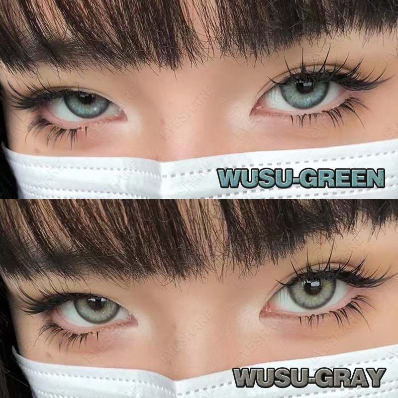 {COD}-Eyeshare Wusu คอนแทคเลนส์สีเทา 1 คู่ 14.2 มม. เลนส์สีตาใหญ่ 1 คู่ ปริมาณน้ำ 38% ใช้งานหนึ่งปี ส่งฟรี