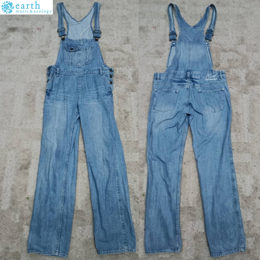 ชุดเอี๊ยมยีนส์ ชุดเอี๊ยมช่าง ชุดเอี๊ยมแฟชั่น Jeans overalls แบรนด์ Earth Music & Ecology มือ 2 ของญี