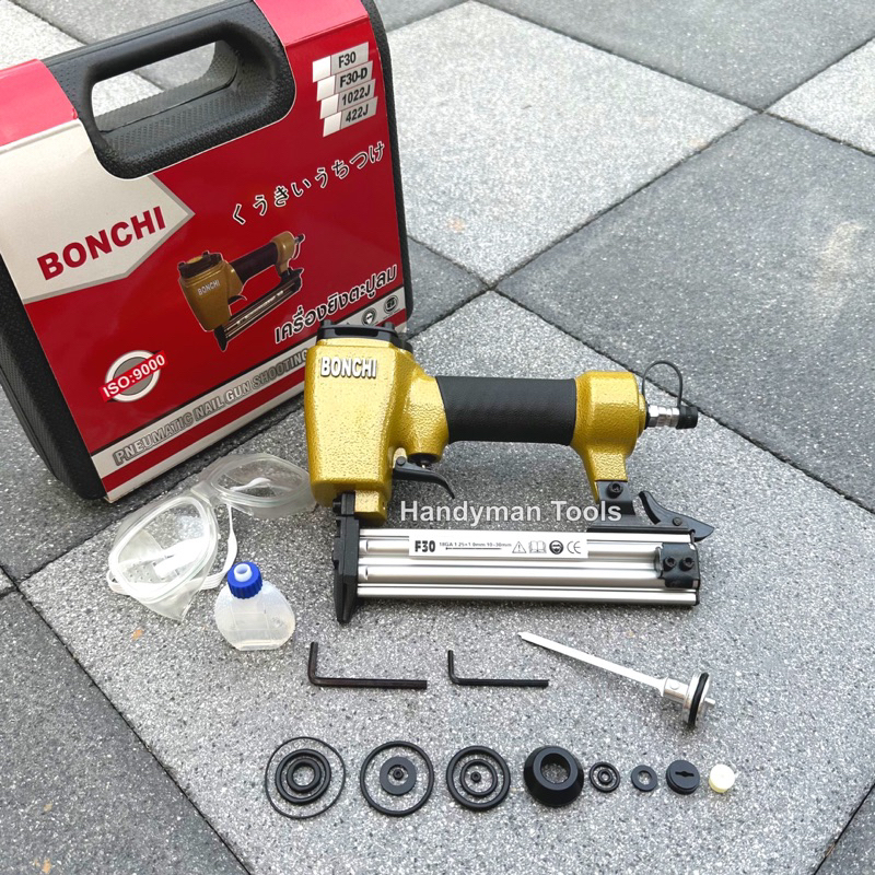 BONCHI แม็กลมขาเดี่ยว รุ่น F30 ใช้กับลูกแม็ก F10-F30 ใส่ได้ถึง 100 ลูก ใช้ได้กับปั๊มลมทุกประเภทที่ขน