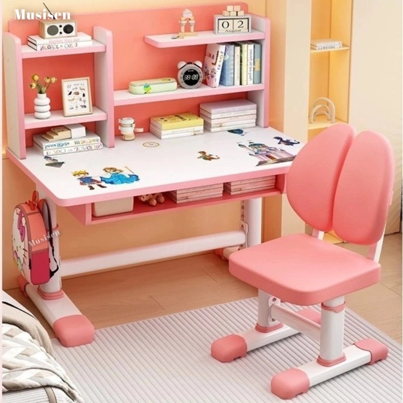Musisen โต๊ะหนังสือ โต๊ะ เด็ก โต๊ะการบ้าน ดีไซน์น่ารัก สีสันสดใส เหมาะสำหรับเด็กทุกเพศทุกวัย ปรับได้ โต๊ะ