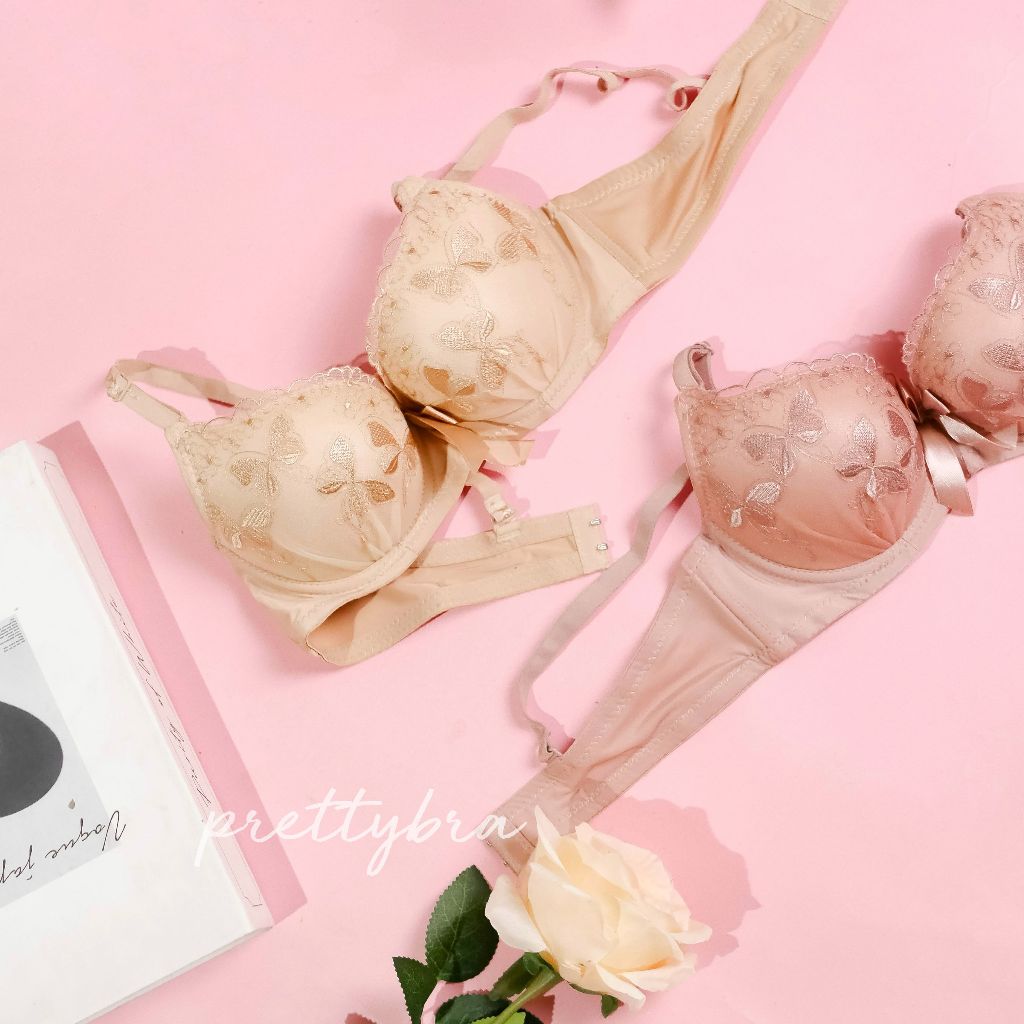 เสื้อในทรงเต็มเต้า ฟองน้ำปานกลาง ลายปักผีเสื้อ #keeya3399