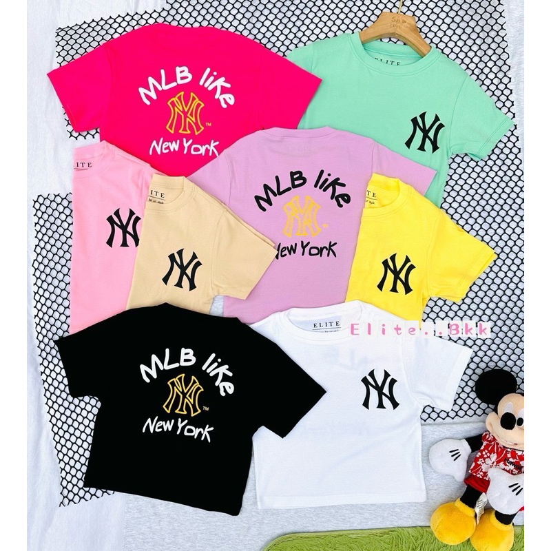 ครอปสั้น NY สกรีนหน้าหลัง ป้ายคอ Elite